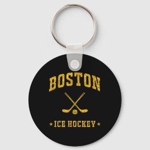 Boston Ice Hockey Vintage Gameday Retro Hockey Lov Key Ring