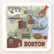 Boston Illustrated Map Coaster
