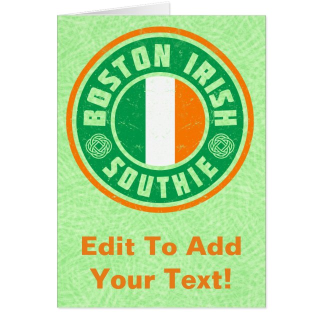 Boston Irish American Southie Card (Front)
