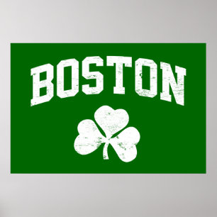 boston irish st patrick's shamrock clover southie poster