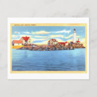 Boston Light, Boston Harbour Vintage Travel
