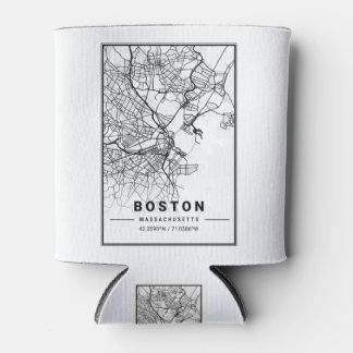 Boston Light City Map Can Cooler