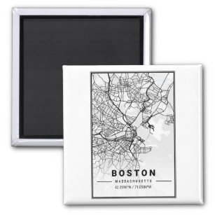 Boston Light City Map Magnet