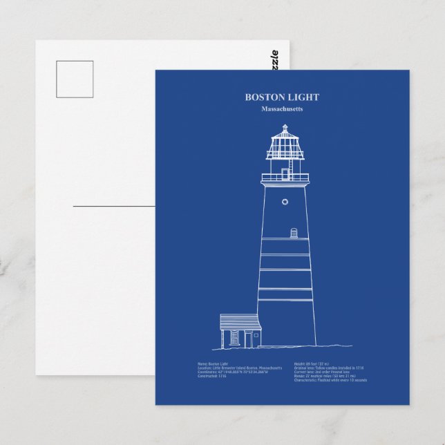 Boston Light Lighthouse - Massachusetts – AD Postcard (Front/Back)