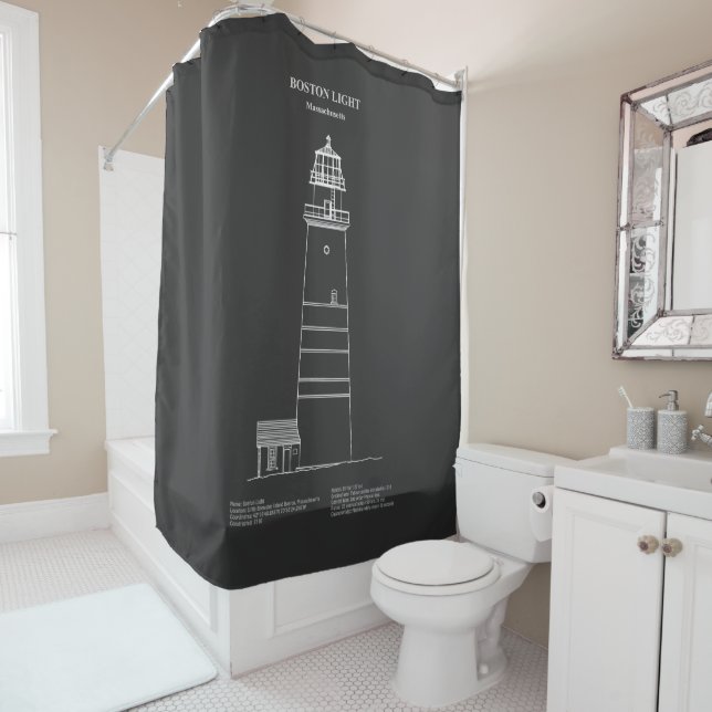 Boston Light Lighthouse - Massachusetts – PD Shower Curtain (In Situ)