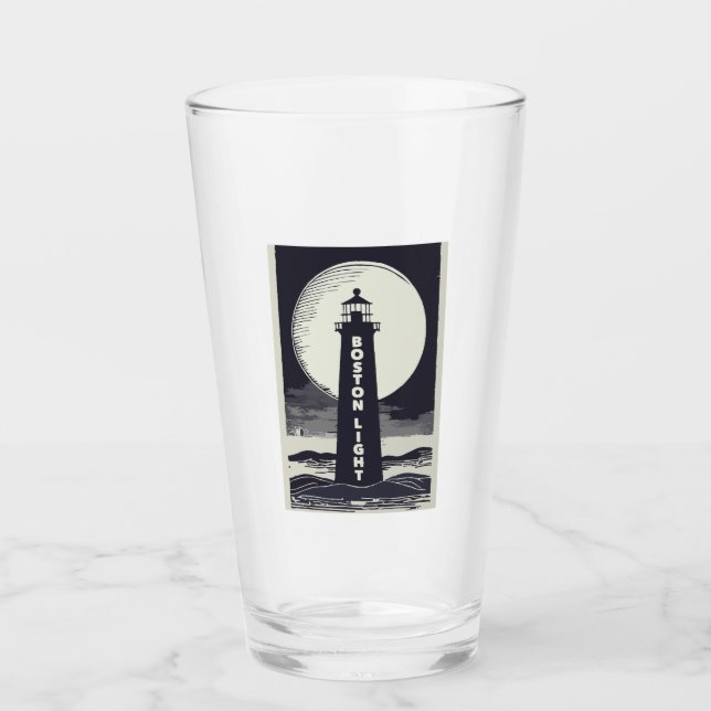 Boston Light Lighthouse Moon Glass (Front)