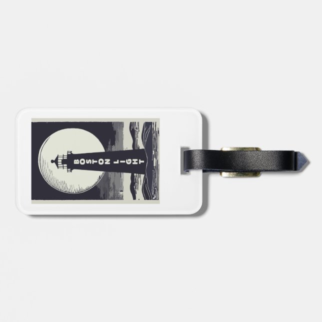 Boston Light Lighthouse Moon Luggage Tag (Back Horizontal)