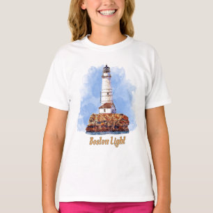 Boston Light Lighthouse Watercolor - Massachusetts T-Shirt
