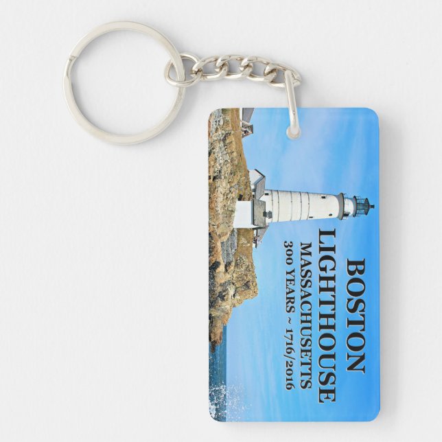 Boston Lighthouse, Massachusetts Key Ring (Front)