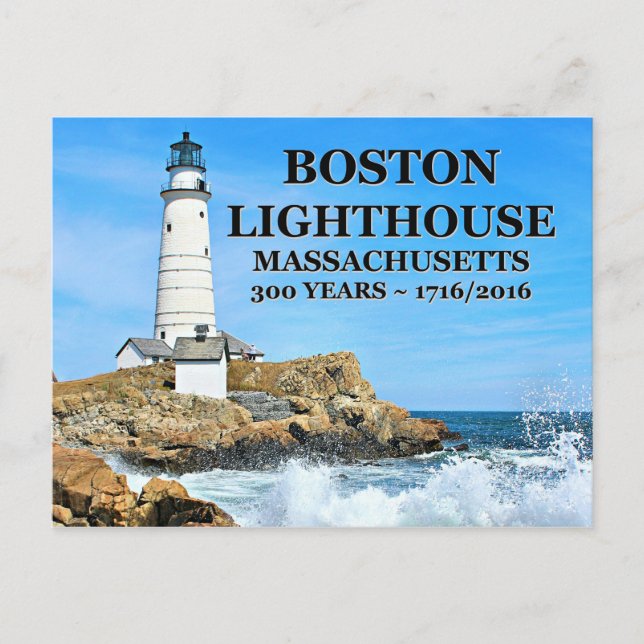 Boston Lighthouse, Massachusetts Postcard (Front)