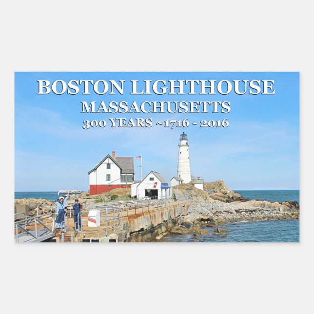 Boston Lighthouse, Massachusetts Rectangular Sticker (Front)