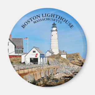 Boston Lighthouse, Massachusetts Round Magnet
