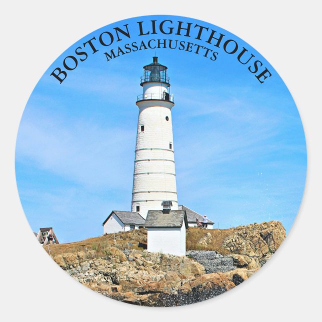 Boston Lighthouse, Massachusetts Round Sticker (Front)