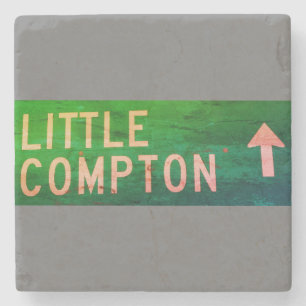 Boston, Little Compton, RI Vintage Sign Stone Coaster