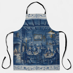 Boston MA 1700’s Coffee House Delft Blue Art Apron