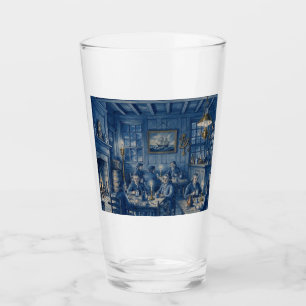 Boston MA  1700’s Coffee House Delft Blue Art  Glass
