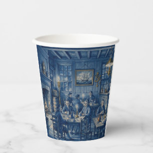 Boston MA 1700’s Coffee House Delft Blue Art Paper Cups