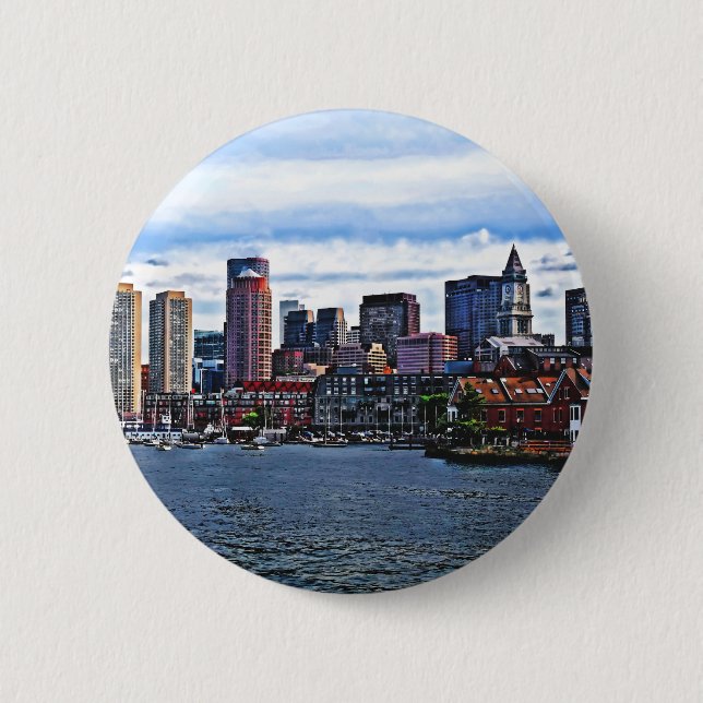 Boston MA - Inner Harbour 6 Cm Round Badge (Front)