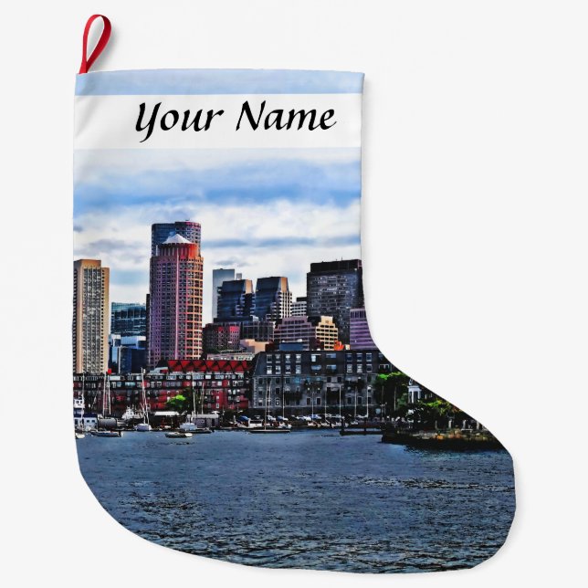 Boston MA - Inner Harbour Large Christmas Stocking (Front)