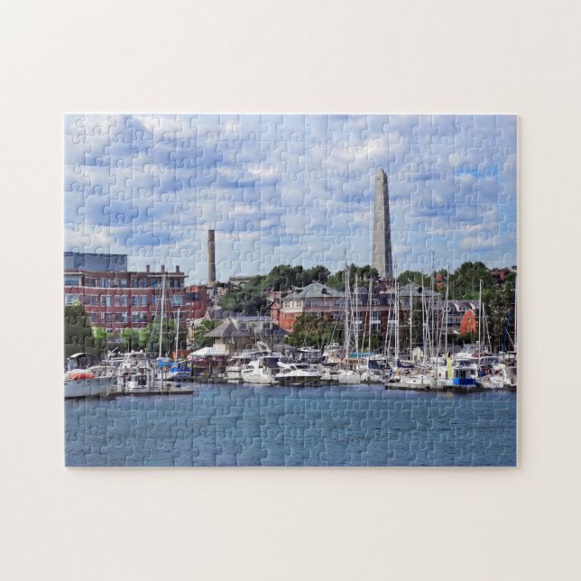 Boston MA - Marina With Bunker Hill Monument Jigsaw Puzzle (Horizontal)