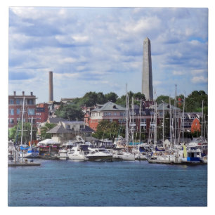 Boston MA - Marina With Bunker Hill Monument Tile