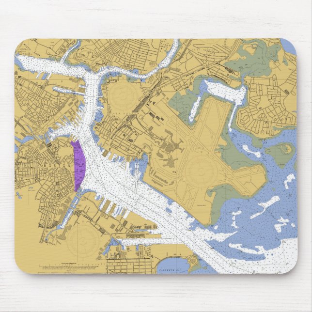 Boston MA Nautical Harbour Chart Mousepad (Front)