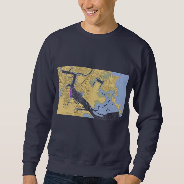Boston MA Nautical Harbour Chart Shirt (Front)