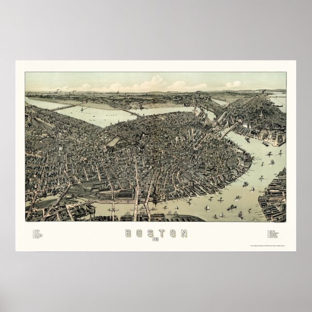 Boston, MA Panoramic Map - 1899 Poster (Front)