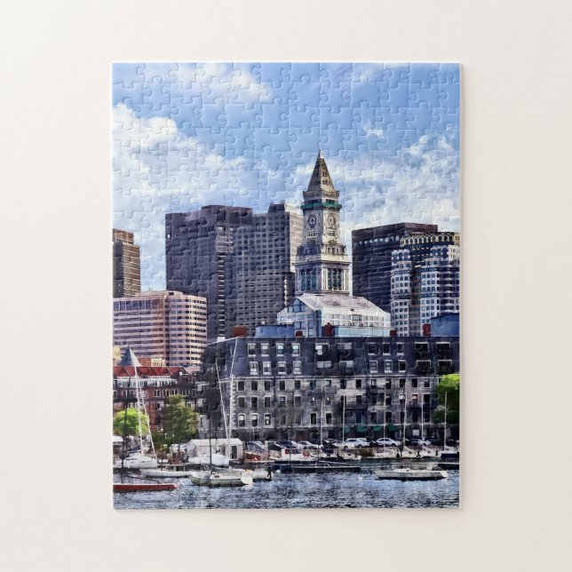 Boston MA - Skyline With Custom House Tower Jigsaw Puzzle (Vertical)