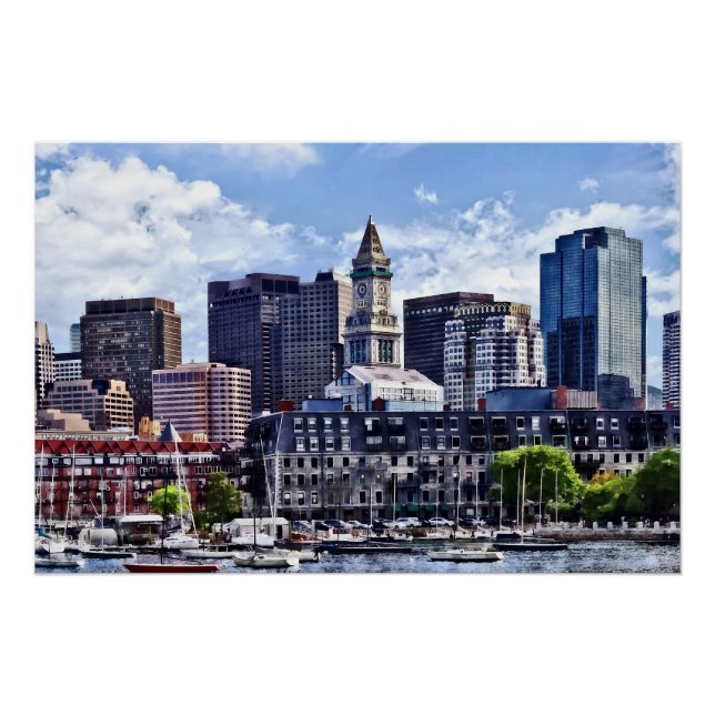 Boston MA - Skyline With Custom House Tower Poster (Front)