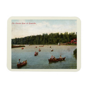 Boston MA, The Charles River at Riverside, Vintage Magnet