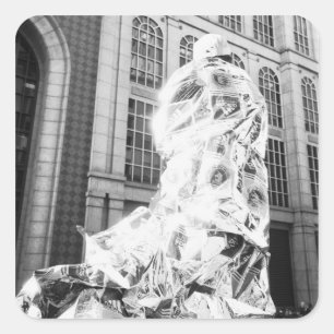 Boston, MA USA, Runner in Foil Boston Marathon Square Sticker