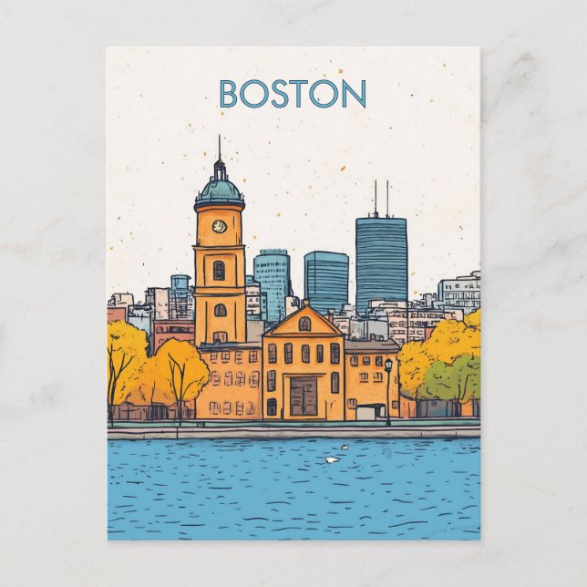 Boston MA USA Travel Postcard (Front)