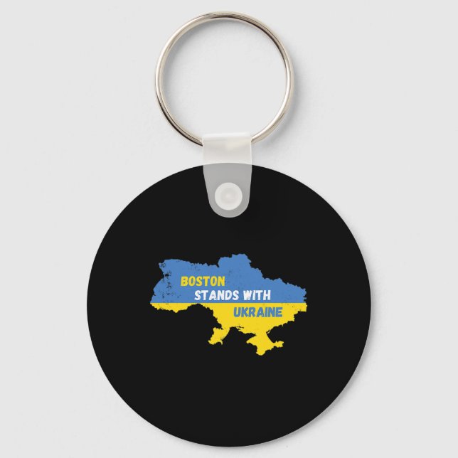 Boston Machusetts Stands With Ukraine  Key Ring (Front)