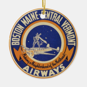Boston Maine-Central Vermont Airways Logo Ceramic Tree Decoration