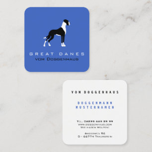 Boston Mantle Great Dane on blue Square Business Card