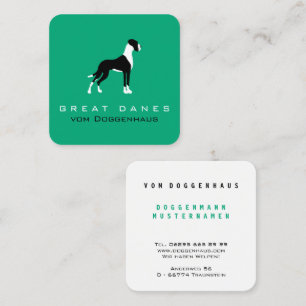 Boston Mantle Great Dane on green Square Business Card