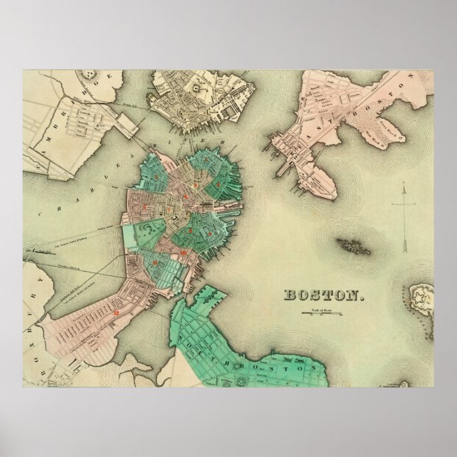 Boston Map - 1838 Poster (Front)