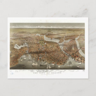 Boston Map 1898 Postcard