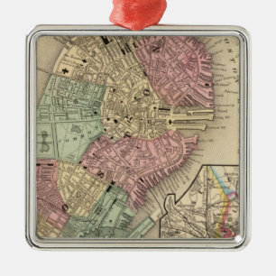 Boston Map by Mitchell Metal Tree Decoration