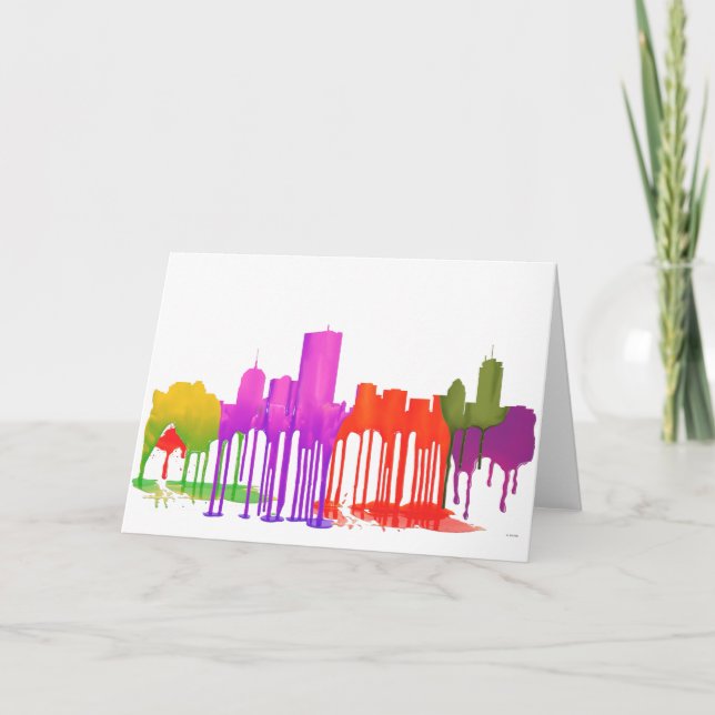 BOSTON MASS. SKYLINE PUDDLES - HOLIDAY CARD (Front)