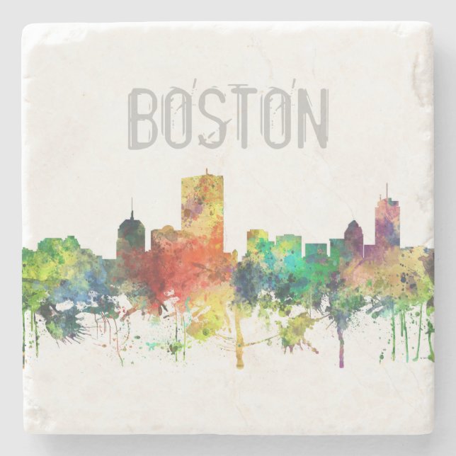 BOSTON MASS. SKYLINE SP - STONE COASTER (Front)