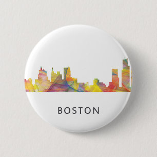 BOSTON MASS. SKYLINE WB1- 6 CM ROUND BADGE