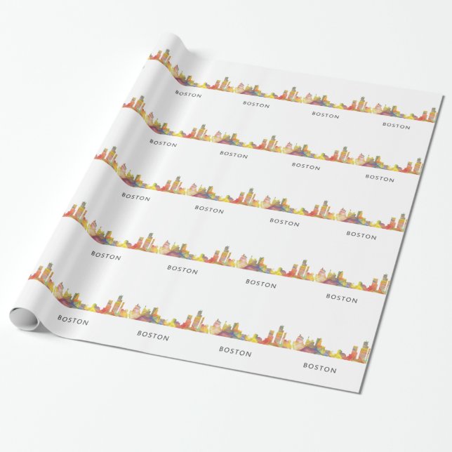 BOSTON MASS. SKYLINE WB1- WRAPPING PAPER (Unrolled)