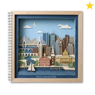 Boston Massachusetts America Layered Paper Art Notebook