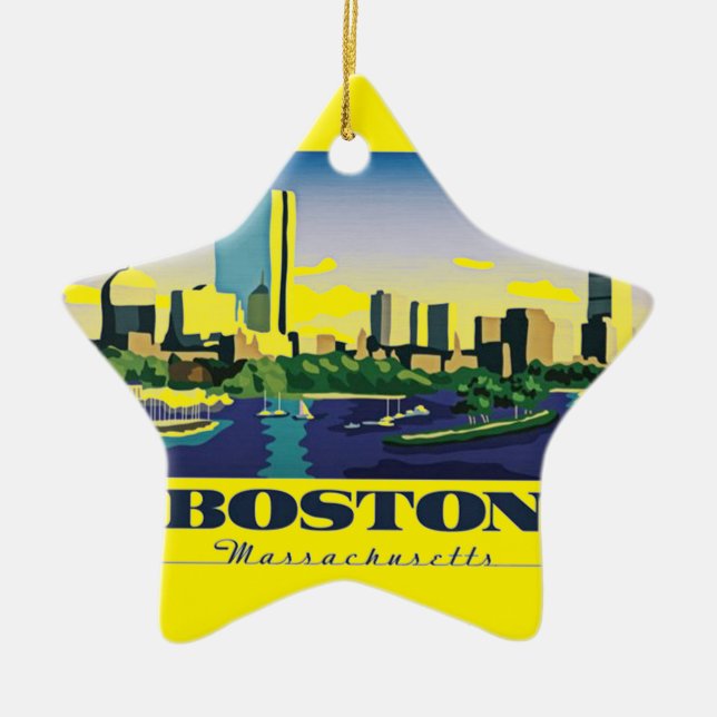 Boston, Massachusetts Ceramic Tree Decoration (Front)