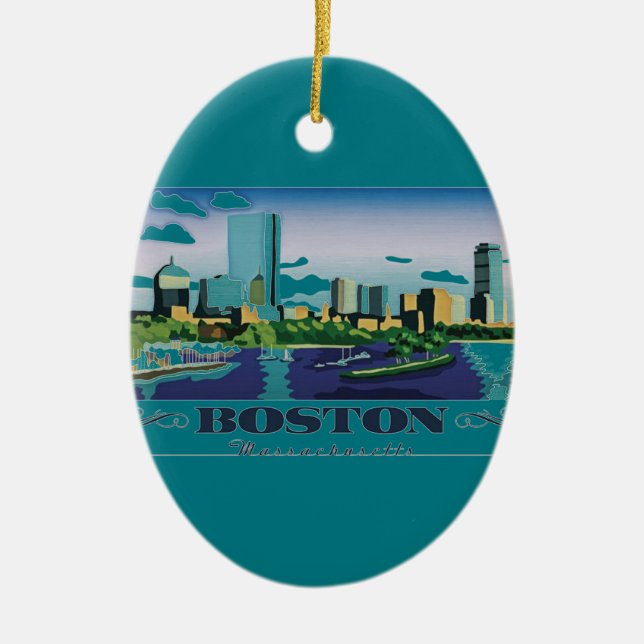 Boston, Massachusetts Ceramic Tree Decoration (Front)