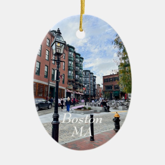 Boston Massachusetts Ceramic Tree Decoration (Front)