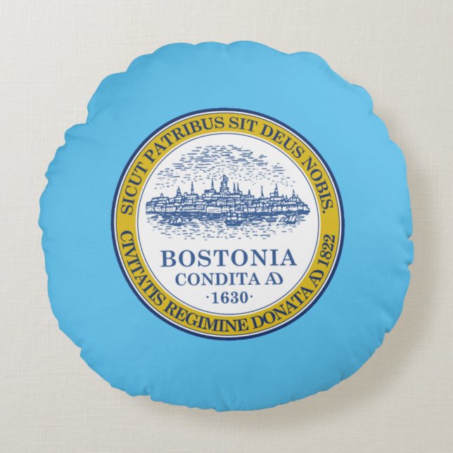 Boston (Massachusetts) City flag Round Cushion (Front)