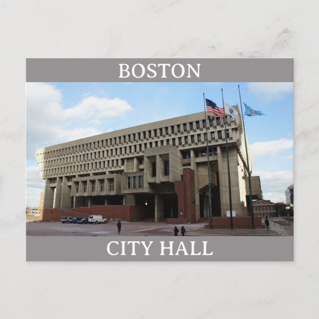 Boston Massachusetts City Hall Travel Postcard (Front)